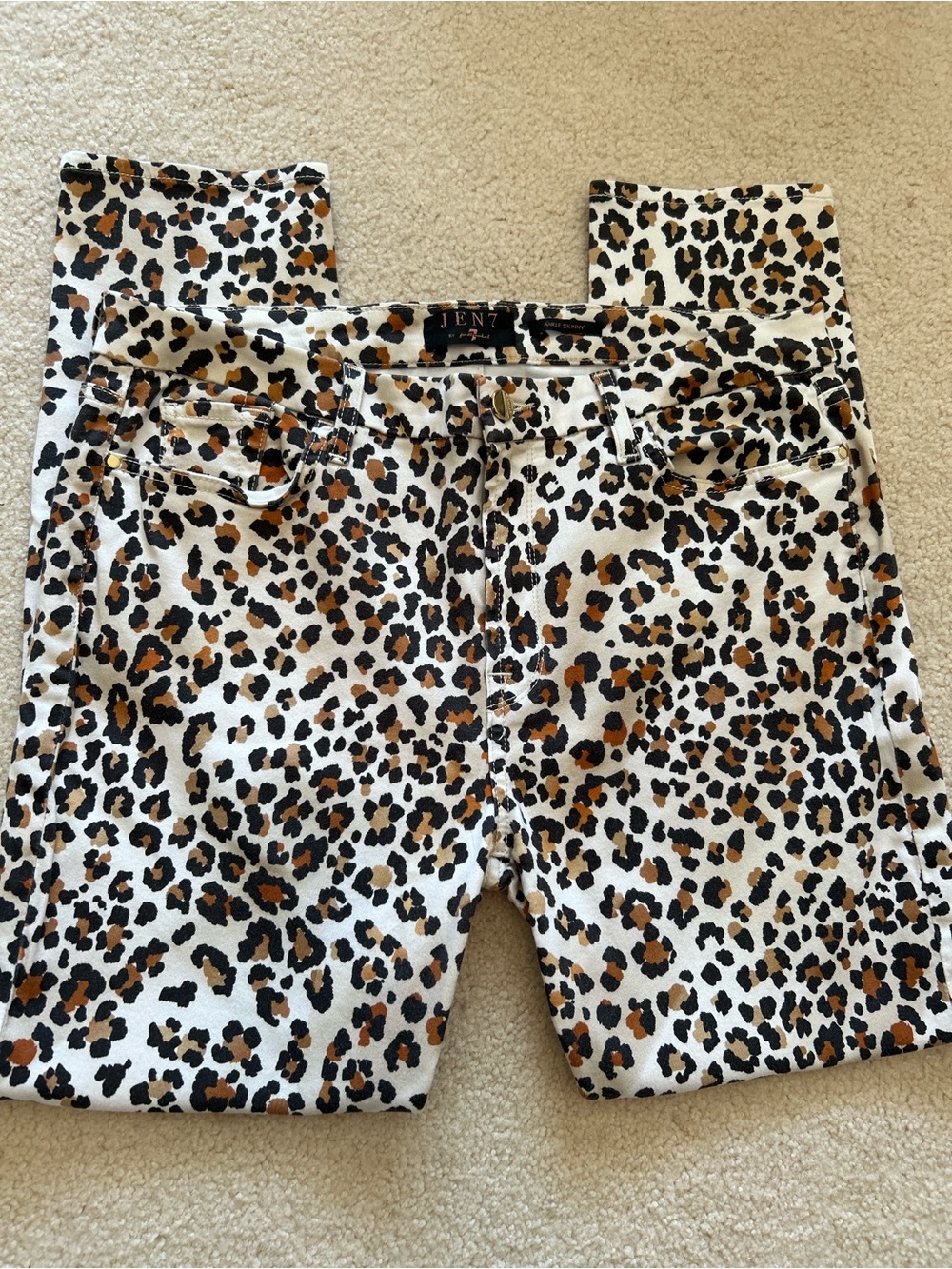 JEN7 by 7 For All Mankind Leopard Print Ankle Skinny Jeans Sz 14 EUC